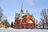 Kotka, Finland. Lutheran Cathedral in winter
