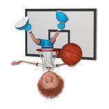 the basketball player on training