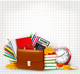 Back to school Background with school supplies. Vector