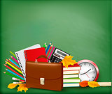 Back to school Background with school supplies. Vector