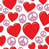 Seamless Hearts and Peace Signs