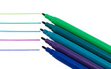 Various color felt-tip pen paint line isolated 