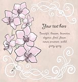 Vintage floral card with orchid