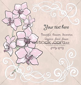 Vintage floral card with orchid