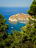 View of Dubrovnik old town with blue ocean