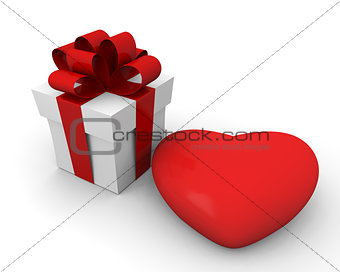Valentine's Day gift box with a huge red heart