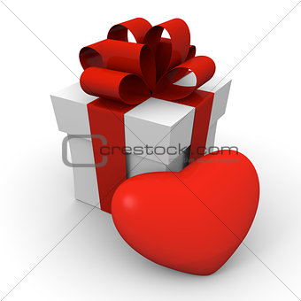 Valentine's Day gift box with a big red heart