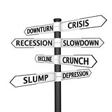 Signpost pointing to crisis