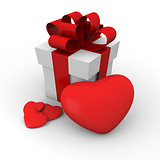 Valentine's Day gift box with red hearts