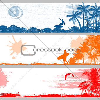 Tropical summer banners 