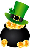 St Patricks Day Leprechaun Hat on Pot of Gold
