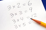 Practice the multiplication table with a pencil