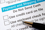 Make payment with Credit card or check concept online shopping