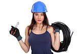 Sexy female electrician