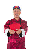 asian senior male with ang pow