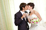 kissing couple with champagne