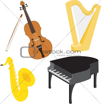 Cartoon music instruments set 1
