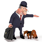 Illustration the gentleman with a dog.
