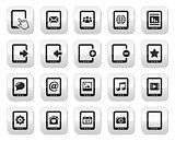 Tablet grey square buttons set - vector