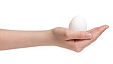 female teen hand holding egg