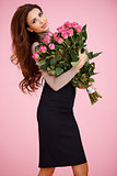 Sexy woman with Valentine roses