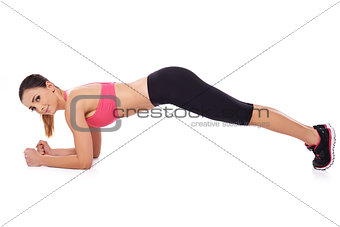 Smiling woman working out