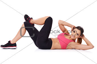 Beautiful young woman doing exercises