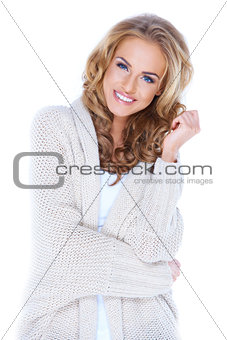 Casual dressed sexy woman with beautiful smile