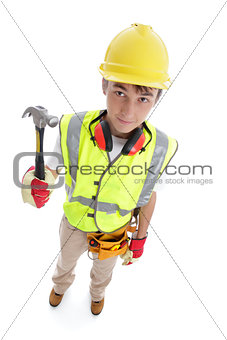 Builder standing with hammer