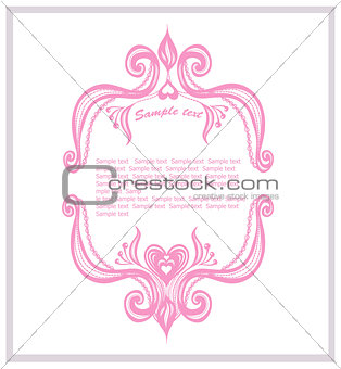 Invitation template with floral elements. Abstract border