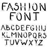 Fashion font. Font with fashion accessories