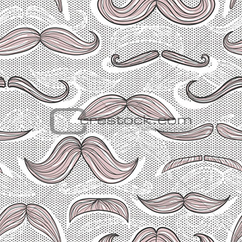 Trendy mustache seamless pattern