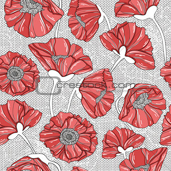 seamless floral poppy pattern