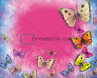 butterflies on pink background