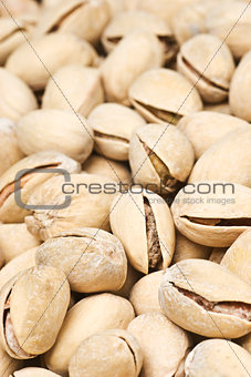 Background of many ripe pistachios