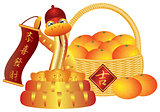 Chinese New Year Basket of Oranges and Snake