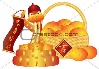 Chinese New Year Basket of Oranges and Snake