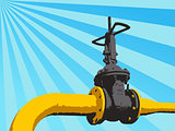 Pipeline valve on the tube. Vector illustration