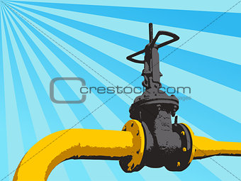 Pipeline valve on the tube. Vector illustration