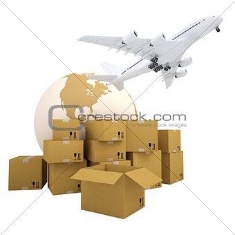 Earth, cardboard boxes and the plane