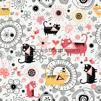 Decorative texture with lovers cats