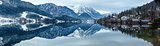 Alpine winter lake panorama (lake Grundlsee, Austria).
