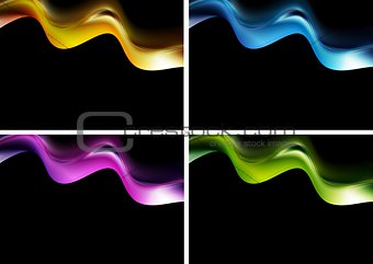 Bright waves on the black background