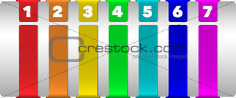 Abstract numbered vertical color banners