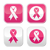 Ribbon symbols for breast cancer awareness buttons