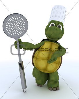 tortoise chef with straining spoon