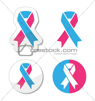 Pink and blue ribbon - pregnancy and infant loss awereness symbol