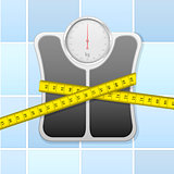 bathroom scale with measure tape