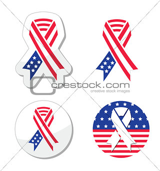 USA ribbon flag - symbol of patriotism, the victims and heros of the 9/11 attacks