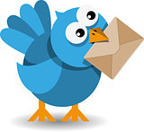 blue bird with a paper envelope